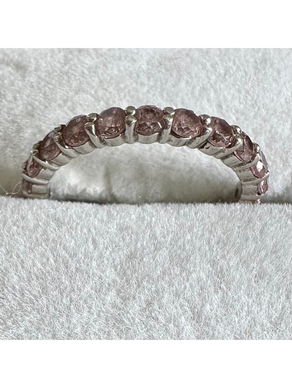 925 Sterling Silver Pink CZ Full Eternity Band Ring Size 7 2g